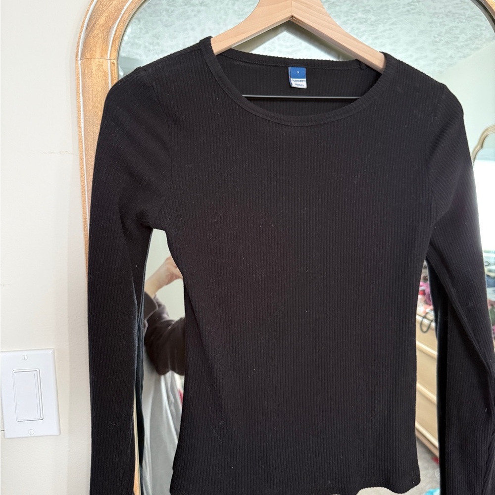 Old Navy Black Ribbed Long Sleeve Tee